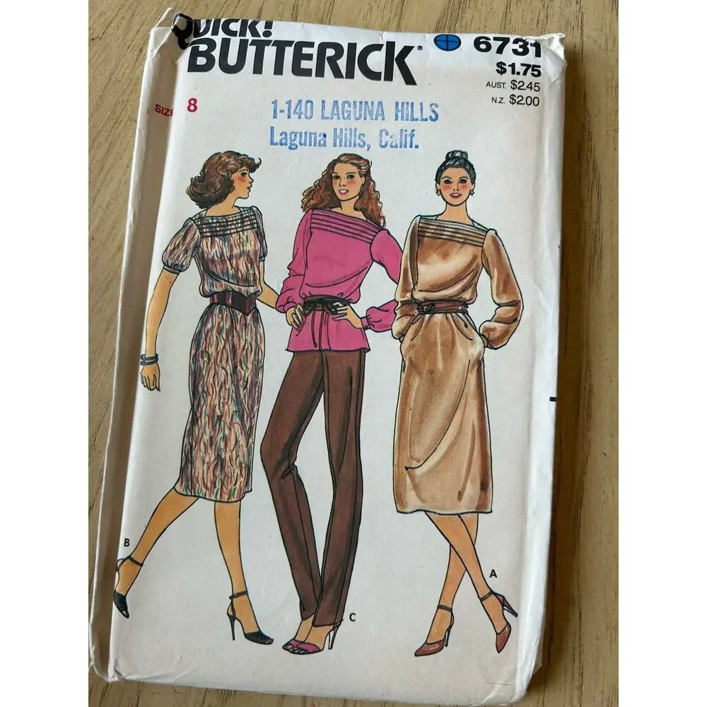 VTG 80s Sew Pattern Dress Prom Office Workwear Retro Preppy Nicole Miller Lot 3